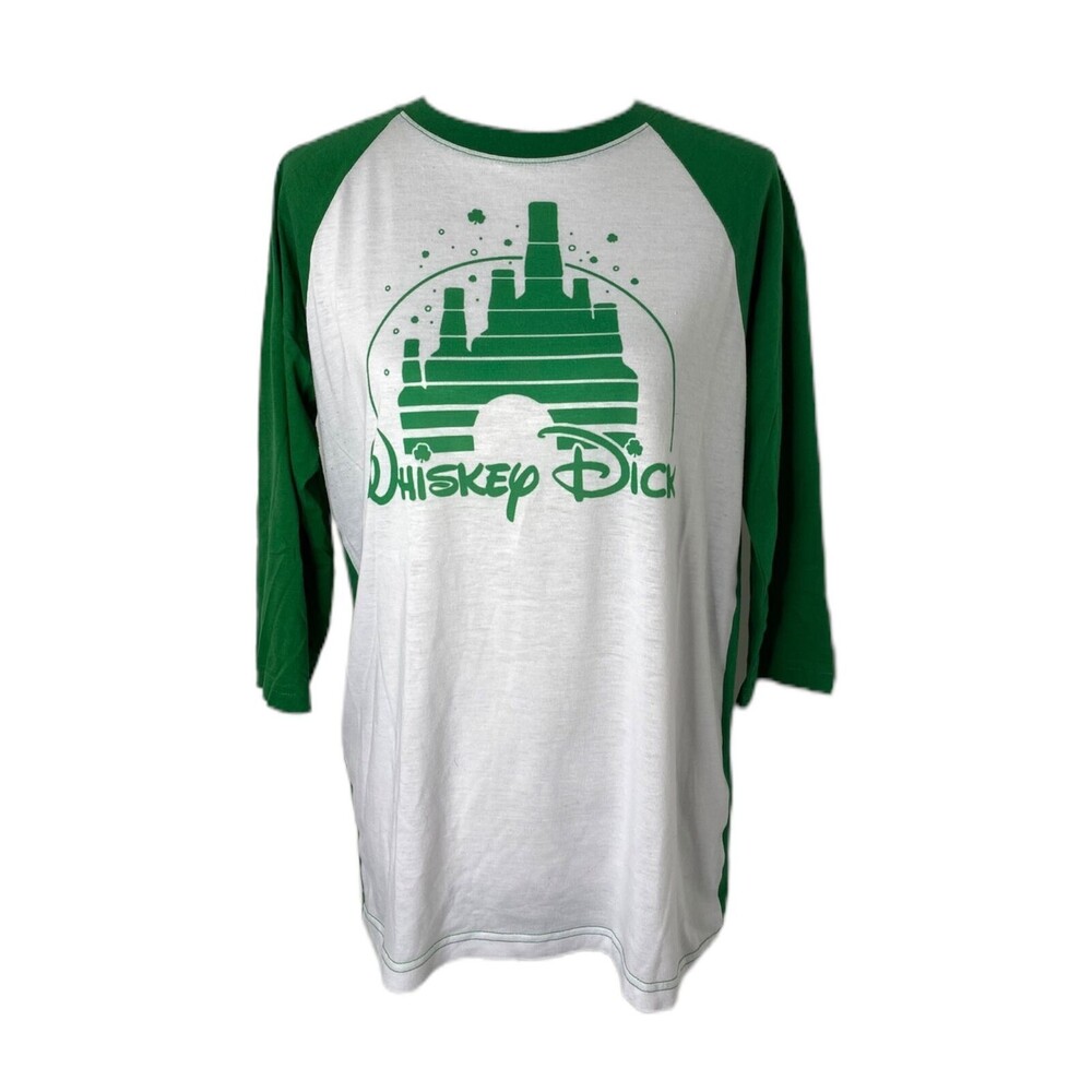 21 Threads Men's Shirt White “Whiskey D**k” 3/4 Sleeve Comical Size Medium